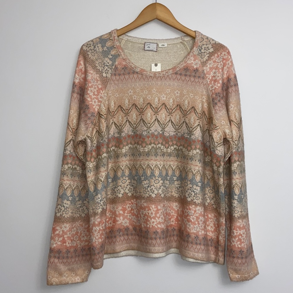 NWT Anthropologie Floral Sweater Women Size XL